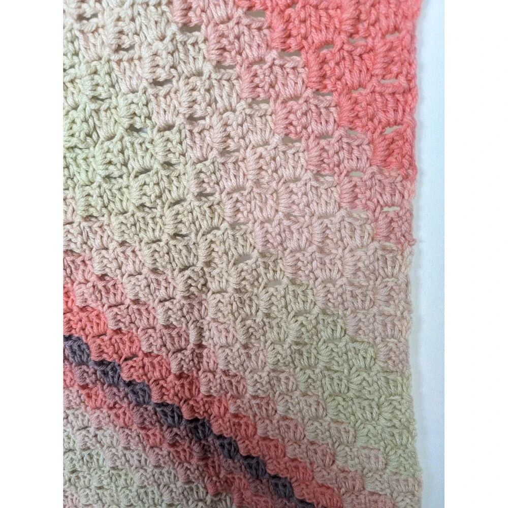 Handmade C2C Crochet Blanket‎ Throw Afghan Ombre Pink Cream Purple 40